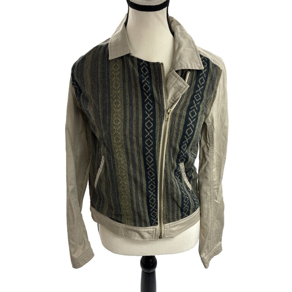 Harper Jacket Womens S Beige Southwest Pattern Zip Up Casual Boho Coat